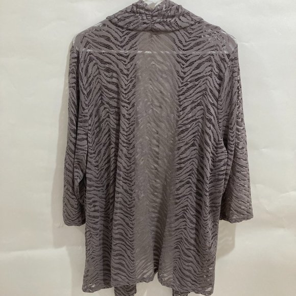 NWOT Susan Graver Women's Stretch Lace Cardigan Open Front 3/4 Sleeve Gray XXL - Picture 3 of 8